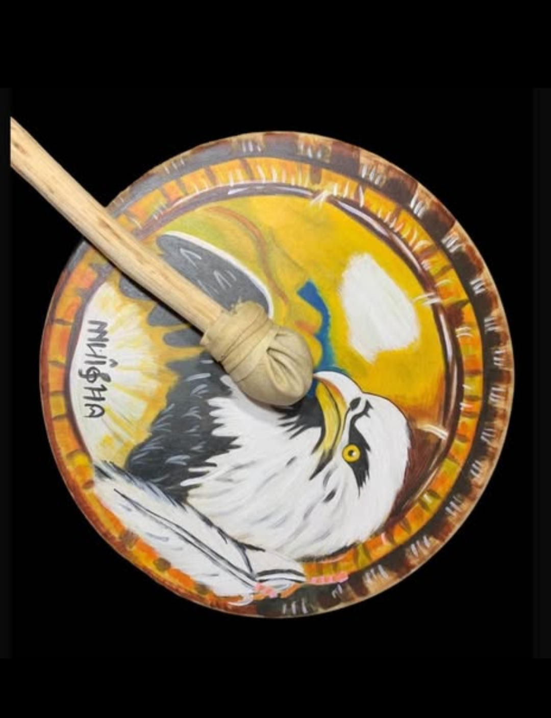 Imagen de Instrumento ancestral. Tambor chamánico grande,  “Águila” Personaliza el tuyo!
